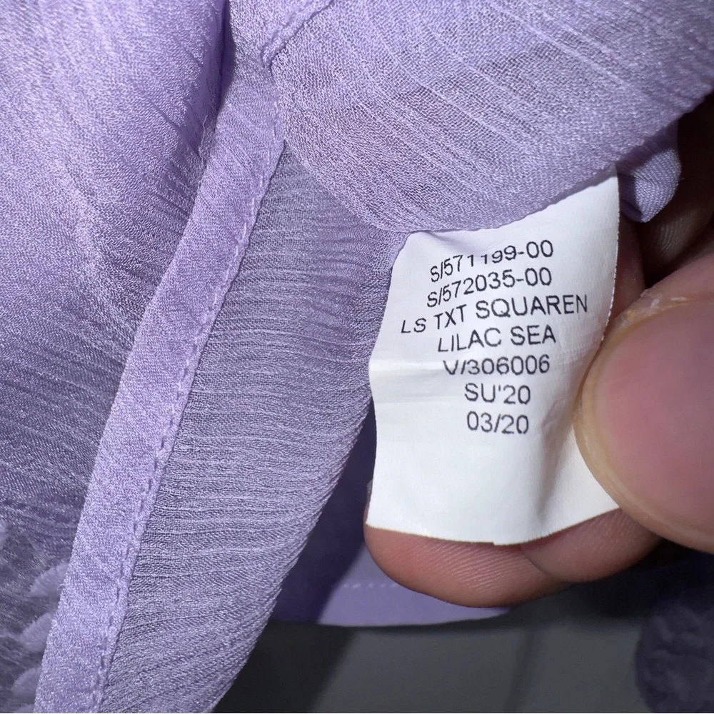 Banana Republic Petite Small Lilac Textured Blouse Square Neck Long Sleeve SP - Picture 4 of 9